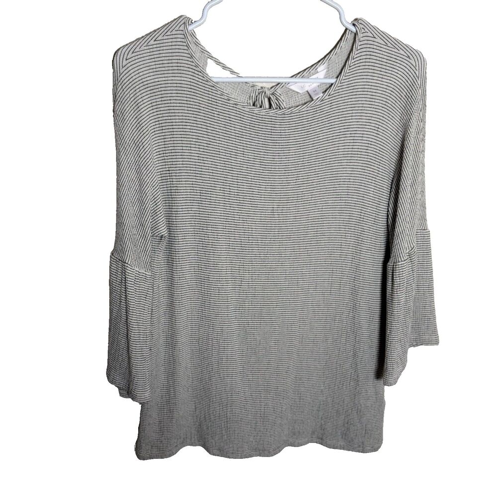 LC Lauren Conrad Blouse Women's Medium 3/4 Sleeve Round Neck Textured Top